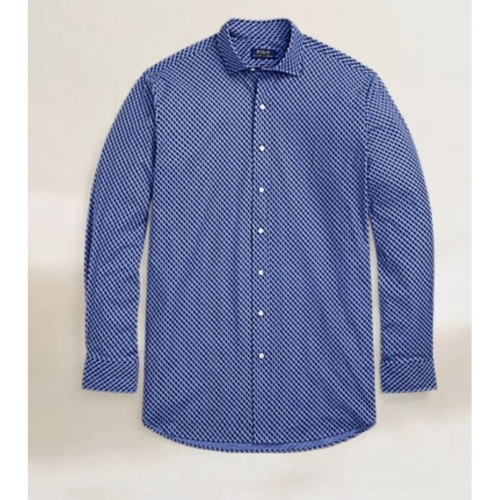 Polo Ralph Lauren Stretch Blue All Over Pony Long Sleeve Shirt Men Size 3XLT NWT